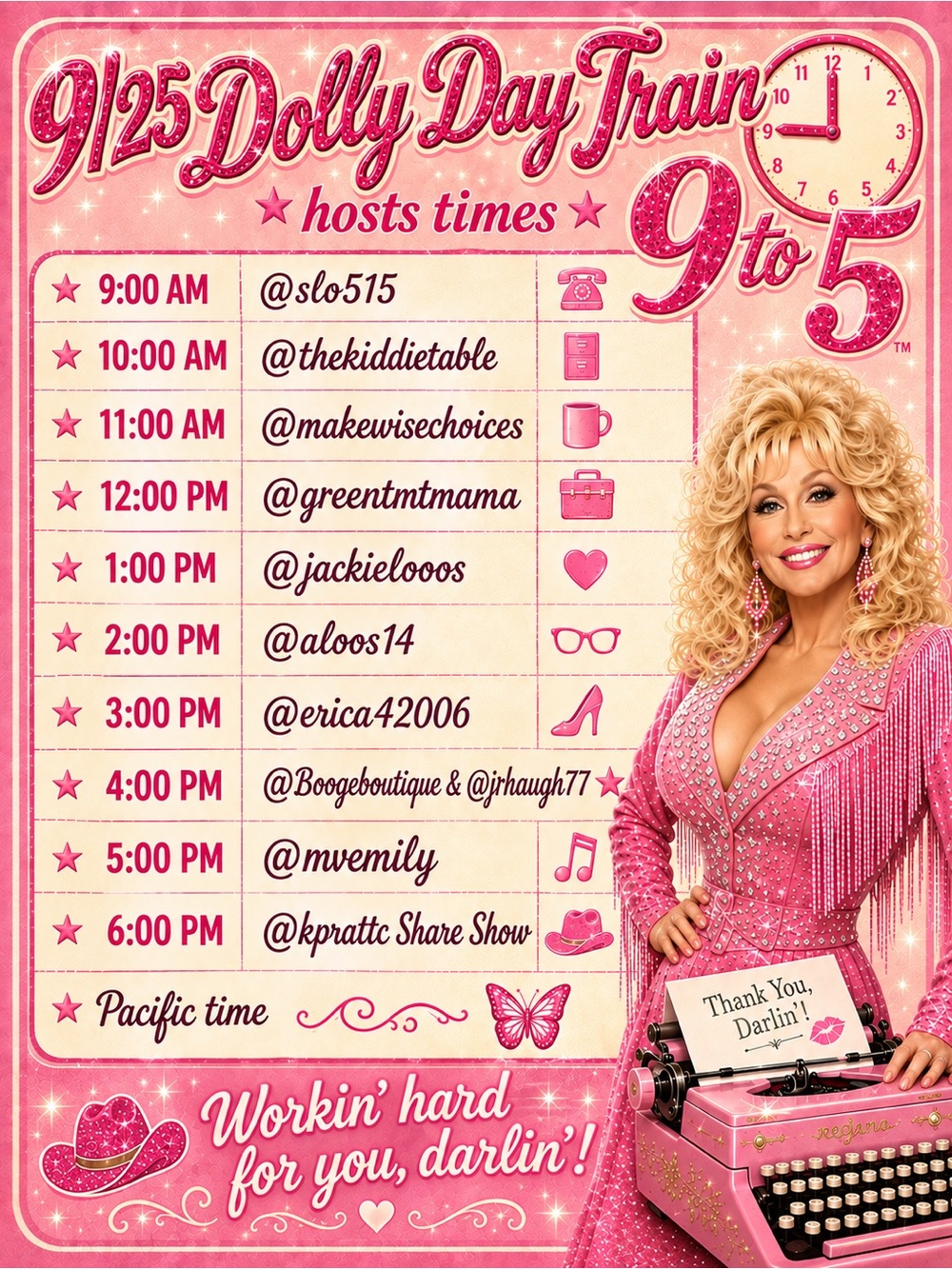 09/25 Dolly Day Train 2 PST/5 EST 1 Hour - Picture 1 of 14